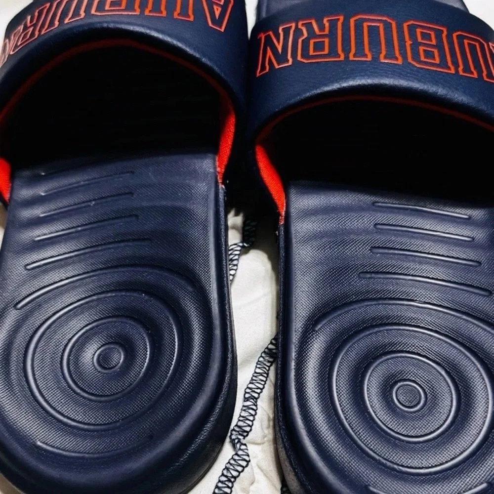 Auburn Navy and Orange Slide Sandals Size 5